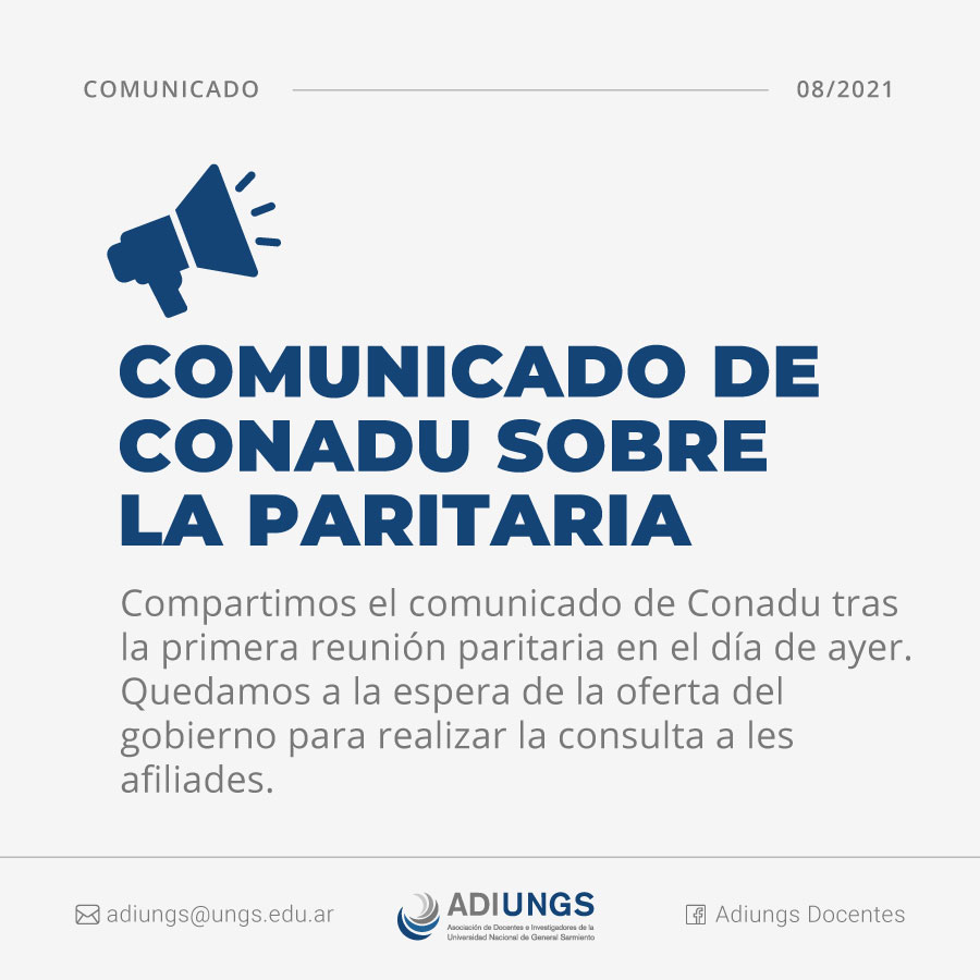 ADIUNGS Comunicado de CONADU sobre la paritaria