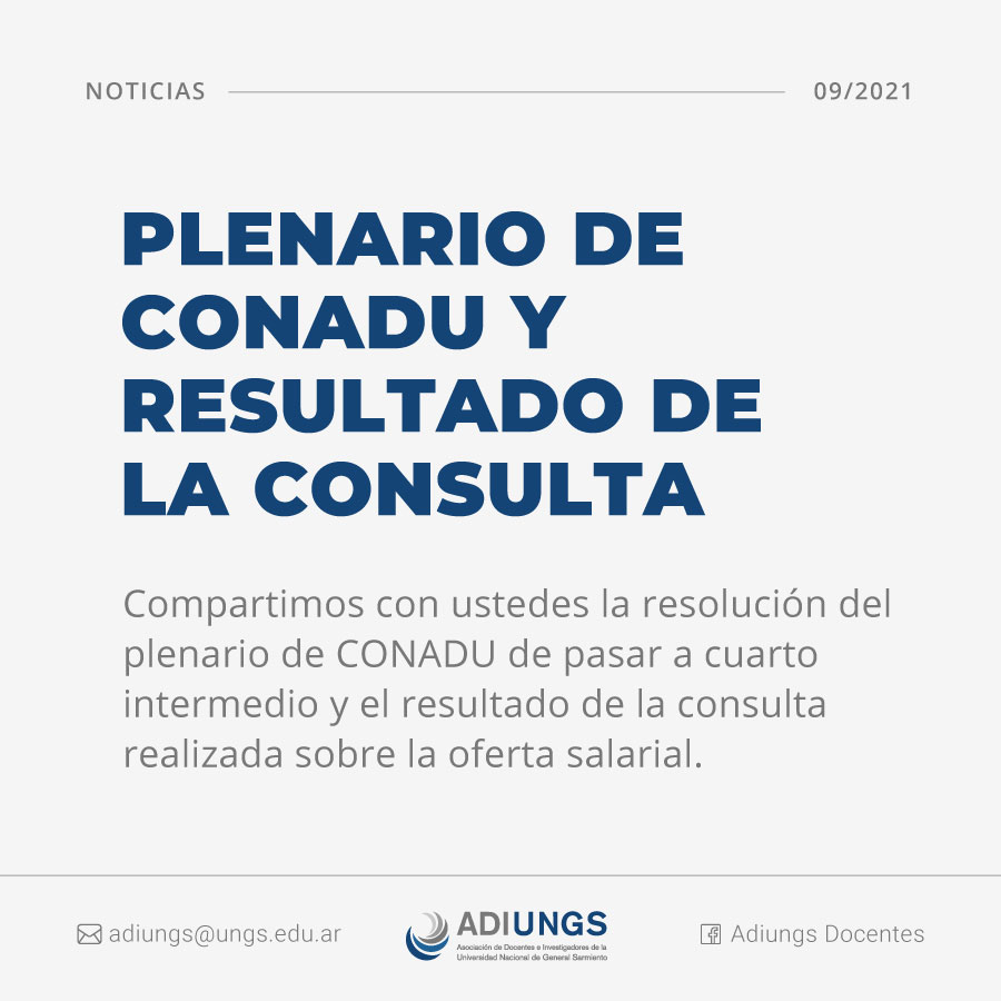 ADIUNGS PLENARIO DE CONADU Y RESULTADO DE LA CONSULTA